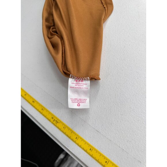 Ruched Button-Down Tunic Shirt Collar Medium NO BOUNDARIES 3/4 Sleeves Brown Y2K - Picture 5 of 8